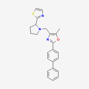 molecular formula C24H23N3OS B6120637 2-(4-biphenylyl)-5-methyl-4-{[2-(1,3-thiazol-2-yl)-1-pyrrolidinyl]methyl}-1,3-oxazole 