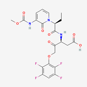 B612065 (3S)-3-[[(2S)-2-[3-(methoxycarbonylamino)-2-oxopyridin-1-yl]butanoyl]amino]-4-oxo-5-(2,3,5,6-tetrafluorophenoxy)pentanoic acid CAS No. 800408-39-3