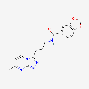 molecular formula C18H19N5O3 B6120650 N-[3-(5,7-dimethyl[1,2,4]triazolo[4,3-a]pyrimidin-3-yl)propyl]-1,3-benzodioxole-5-carboxamide 