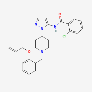 molecular formula C25H27ClN4O2 B6120688 N-(1-{1-[2-(allyloxy)benzyl]-4-piperidinyl}-1H-pyrazol-5-yl)-2-chlorobenzamide 