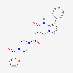 molecular formula C23H23N5O4 B6120706 6-{2-[4-(2-furoyl)-1-piperazinyl]-2-oxoethyl}-3-phenyl-6,7-dihydropyrazolo[1,5-a]pyrimidin-5(4H)-one 