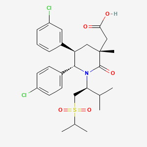 molecular formula C28H35Cl2NO5S B612071 2-((3R,5R,6S)-5-(3-chlorophenyl)-6-(4-chlorophenyl)-1-((S)-1-(isopropylsulfonyl)-3-methylbutan-2-yl)-3-methyl-2-oxopiperidin-3-yl)acetic acid CAS No. 1352066-68-2
