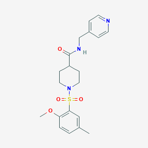molecular formula C20H25N3O4S B6120767 1-[(2-methoxy-5-methylphenyl)sulfonyl]-N-(4-pyridinylmethyl)-4-piperidinecarboxamide 