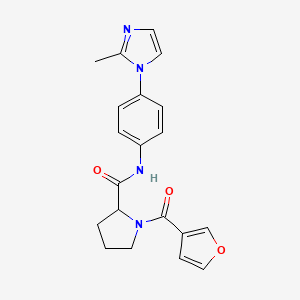molecular formula C20H20N4O3 B6120836 1-(3-furoyl)-N-[4-(2-methyl-1H-imidazol-1-yl)phenyl]prolinamide 
