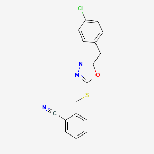molecular formula C17H12ClN3OS B6120904 2-({[5-(4-chlorobenzyl)-1,3,4-oxadiazol-2-yl]thio}methyl)benzonitrile 