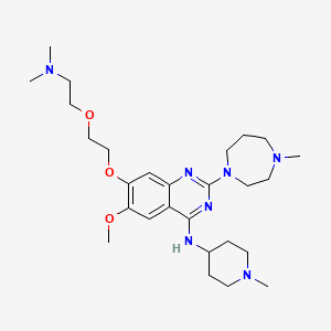 molecular formula C27H45N7O3 B612091 7-(2-(2-(二甲氨基)乙氧基)乙氧基)-6-甲氧基-2-(4-甲基-1,4-二氮杂环-1-基)-N-(1-甲基哌啶-4-基)喹唑啉-4-胺 CAS No. 1238673-32-9