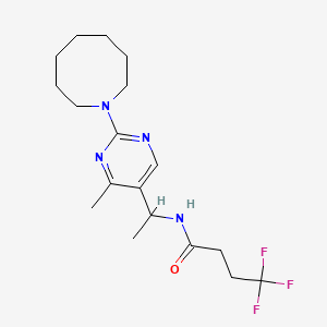 molecular formula C18H27F3N4O B6120943 N-{1-[2-(1-azocanyl)-4-methyl-5-pyrimidinyl]ethyl}-4,4,4-trifluorobutanamide 