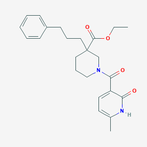 molecular formula C24H30N2O4 B6120952 ethyl 1-[(2-hydroxy-6-methyl-3-pyridinyl)carbonyl]-3-(3-phenylpropyl)-3-piperidinecarboxylate 