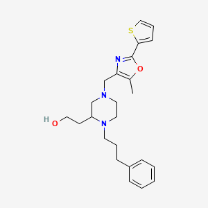 molecular formula C24H31N3O2S B6120961 2-[4-{[5-methyl-2-(2-thienyl)-1,3-oxazol-4-yl]methyl}-1-(3-phenylpropyl)-2-piperazinyl]ethanol 