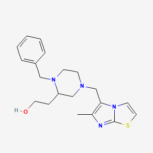 molecular formula C20H26N4OS B6120962 2-{1-benzyl-4-[(6-methylimidazo[2,1-b][1,3]thiazol-5-yl)methyl]-2-piperazinyl}ethanol 