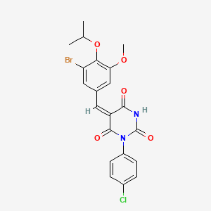 molecular formula C21H18BrClN2O5 B6120975 5-(3-bromo-4-isopropoxy-5-methoxybenzylidene)-1-(4-chlorophenyl)-2,4,6(1H,3H,5H)-pyrimidinetrione 