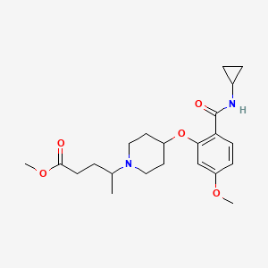molecular formula C22H32N2O5 B6121022 methyl 4-(4-{2-[(cyclopropylamino)carbonyl]-5-methoxyphenoxy}-1-piperidinyl)pentanoate 