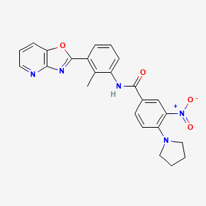 molecular formula C24H21N5O4 B6121055 N-(2-methyl-3-[1,3]oxazolo[4,5-b]pyridin-2-ylphenyl)-3-nitro-4-(1-pyrrolidinyl)benzamide 