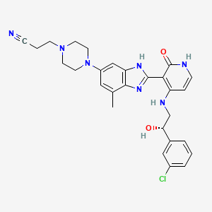 molecular formula C28H30ClN7O2 B612115 (S)-3-(4-(2-(4-(2-(3-氯苯基)-2-羟乙基氨基)-2-氧代-1,2-二氢吡啶-3-基)-7-甲基-1H-苯并[d]咪唑-5-基)哌嗪-1-基)丙腈 CAS No. 468741-42-6