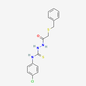 molecular formula C16H16ClN3OS2 B6121151 2-[(benzylthio)acetyl]-N-(4-chlorophenyl)hydrazinecarbothioamide 