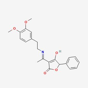 molecular formula C22H23NO5 B6121174 3-(1-{[2-(3,4-dimethoxyphenyl)ethyl]amino}ethylidene)-5-phenyl-2,4(3H,5H)-furandione 