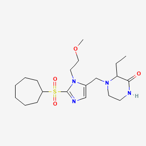 molecular formula C20H34N4O4S B6121186 4-{[2-(cycloheptylsulfonyl)-1-(2-methoxyethyl)-1H-imidazol-5-yl]methyl}-3-ethyl-2-piperazinone 