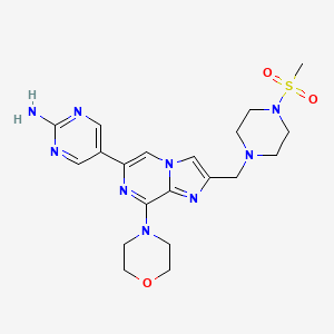 B612120 5-(2-((4-(Methylsulfonyl)piperazin-1-yl)methyl)-8-morpholinoimidazo[1,2-a]pyrazin-6-yl)pyrimidin-2-amine CAS No. 1252594-99-2