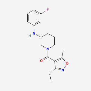 molecular formula C18H22FN3O2 B6121255 1-[(3-ethyl-5-methyl-4-isoxazolyl)carbonyl]-N-(3-fluorophenyl)-3-piperidinamine 