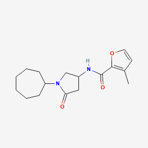 molecular formula C17H24N2O3 B6121307 N-(1-cycloheptyl-5-oxo-3-pyrrolidinyl)-3-methyl-2-furamide 