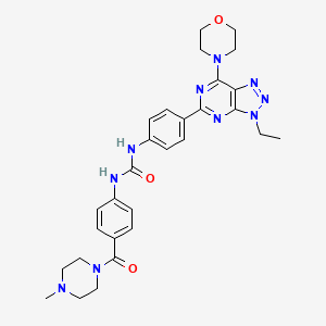 molecular formula C29H34N10O3 B612131 1-(4-(3-ethyl-7-morpholino-3H-[1,2,3]triazolo[4,5-d]pyrimidin-5-yl)phenyl)-3-(4-(4-methylpiperazine-1-carbonyl)phenyl)urea CAS No. 1173204-81-3