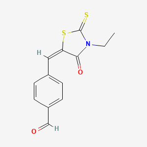 molecular formula C13H11NO2S2 B6121332 4-[(3-ethyl-4-oxo-2-thioxo-1,3-thiazolidin-5-ylidene)methyl]benzaldehyde 