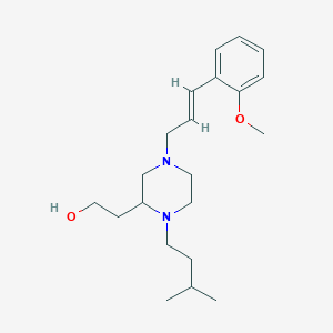 molecular formula C21H34N2O2 B6121337 2-[4-[(2E)-3-(2-methoxyphenyl)-2-propen-1-yl]-1-(3-methylbutyl)-2-piperazinyl]ethanol 