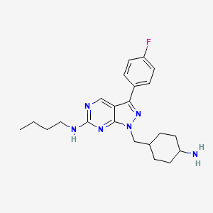 molecular formula C22H29FN6 B612134 1-[(Trans-4-Aminocyclohexyl)methyl]-N-Butyl-3-(4-Fluorophenyl)-1h-Pyrazolo[3,4-D]pyrimidin-6-Amine CAS No. 1350547-65-7
