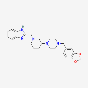molecular formula C25H31N5O2 B6121356 2-({3-[4-(1,3-benzodioxol-5-ylmethyl)-1-piperazinyl]-1-piperidinyl}methyl)-1H-benzimidazole 