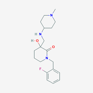 molecular formula C19H28FN3O2 B6121394 1-(2-fluorobenzyl)-3-hydroxy-3-{[(1-methyl-4-piperidinyl)amino]methyl}-2-piperidinone 