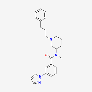 molecular formula C25H30N4O B6121402 N-methyl-N-[1-(3-phenylpropyl)-3-piperidinyl]-3-(1H-pyrazol-1-yl)benzamide 