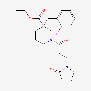 molecular formula C22H29FN2O4 B6121456 ethyl 3-(2-fluorobenzyl)-1-[3-(2-oxo-1-pyrrolidinyl)propanoyl]-3-piperidinecarboxylate 