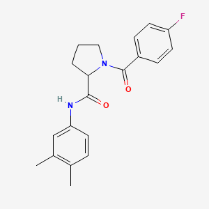 molecular formula C20H21FN2O2 B6121485 N-(3,4-dimethylphenyl)-1-(4-fluorobenzoyl)prolinamide 