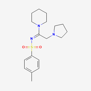 molecular formula C18H27N3O2S B6121486 4-methyl-N-[1-(1-piperidinyl)-2-(1-pyrrolidinyl)ethylidene]benzenesulfonamide 