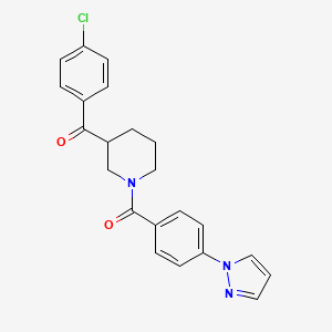 molecular formula C22H20ClN3O2 B6121489 (4-chlorophenyl){1-[4-(1H-pyrazol-1-yl)benzoyl]-3-piperidinyl}methanone 
