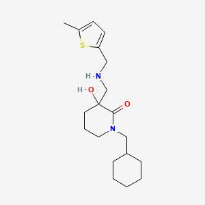 molecular formula C19H30N2O2S B6121521 1-(cyclohexylmethyl)-3-hydroxy-3-({[(5-methyl-2-thienyl)methyl]amino}methyl)-2-piperidinone 