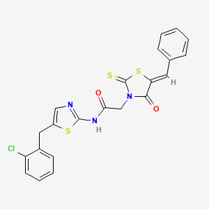 molecular formula C22H16ClN3O2S3 B6121531 2-(5-benzylidene-4-oxo-2-thioxo-1,3-thiazolidin-3-yl)-N-[5-(2-chlorobenzyl)-1,3-thiazol-2-yl]acetamide 