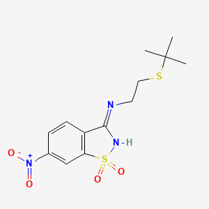 molecular formula C13H17N3O4S2 B6121532 N-[2-(tert-butylthio)ethyl]-6-nitro-1,2-benzisothiazol-3-amine 1,1-dioxide 