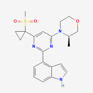 molecular formula C21H24N4O3S B612156 4-[4-(1-methanesulfonylcyclopropyl)-6-[(3R)-3-methylmorpholin-4-yl]pyrimidin-2-yl]-1H-indole CAS No. 1233339-22-4