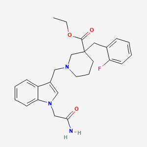 molecular formula C26H30FN3O3 B6121565 ethyl 1-{[1-(2-amino-2-oxoethyl)-1H-indol-3-yl]methyl}-3-(2-fluorobenzyl)-3-piperidinecarboxylate 