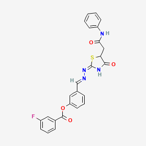 3-{[5-(2-anilino-2-oxoethyl)-4-oxo-1,3-thiazolidin-2-ylidene]carbonohydrazonoyl}phenyl 3-fluorobenzoate