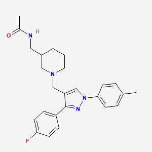 molecular formula C25H29FN4O B6121586 N-[(1-{[3-(4-fluorophenyl)-1-(4-methylphenyl)-1H-pyrazol-4-yl]methyl}-3-piperidinyl)methyl]acetamide 