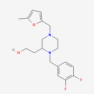 molecular formula C19H24F2N2O2 B6121591 2-{1-(3,4-difluorobenzyl)-4-[(5-methyl-2-furyl)methyl]-2-piperazinyl}ethanol 