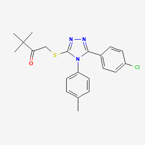 molecular formula C21H22ClN3OS B6121609 1-{[5-(4-chlorophenyl)-4-(4-methylphenyl)-4H-1,2,4-triazol-3-yl]thio}-3,3-dimethyl-2-butanone 