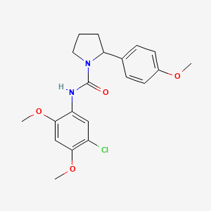 molecular formula C20H23ClN2O4 B6121680 N-(5-chloro-2,4-dimethoxyphenyl)-2-(4-methoxyphenyl)-1-pyrrolidinecarboxamide 