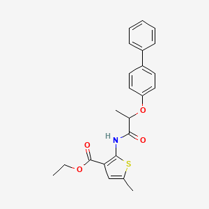 molecular formula C23H23NO4S B6121719 ethyl 2-{[2-(4-biphenylyloxy)propanoyl]amino}-5-methyl-3-thiophenecarboxylate 