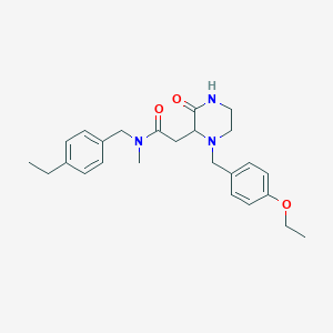 molecular formula C25H33N3O3 B6121727 2-[1-(4-ethoxybenzyl)-3-oxo-2-piperazinyl]-N-(4-ethylbenzyl)-N-methylacetamide 