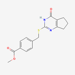 molecular formula C16H16N2O3S B6121756 methyl 4-{[(4-oxo-4,5,6,7-tetrahydro-3H-cyclopenta[d]pyrimidin-2-yl)thio]methyl}benzoate 