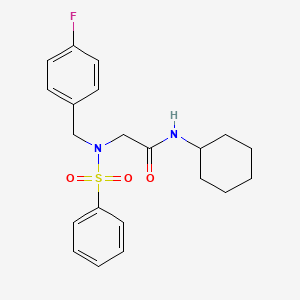 molecular formula C21H25FN2O3S B6121759 N~1~-cyclohexyl-N~2~-(4-fluorobenzyl)-N~2~-(phenylsulfonyl)glycinamide 