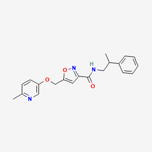 molecular formula C20H21N3O3 B6121780 5-{[(6-methyl-3-pyridinyl)oxy]methyl}-N-(2-phenylpropyl)-3-isoxazolecarboxamide 